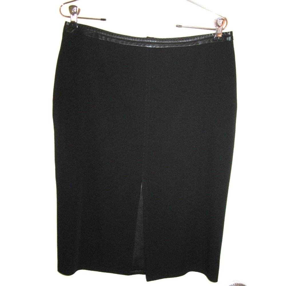 New Jean-Paul Gaultier Black Pencil Skirt 10 Wool + Lambskin Leather Femme